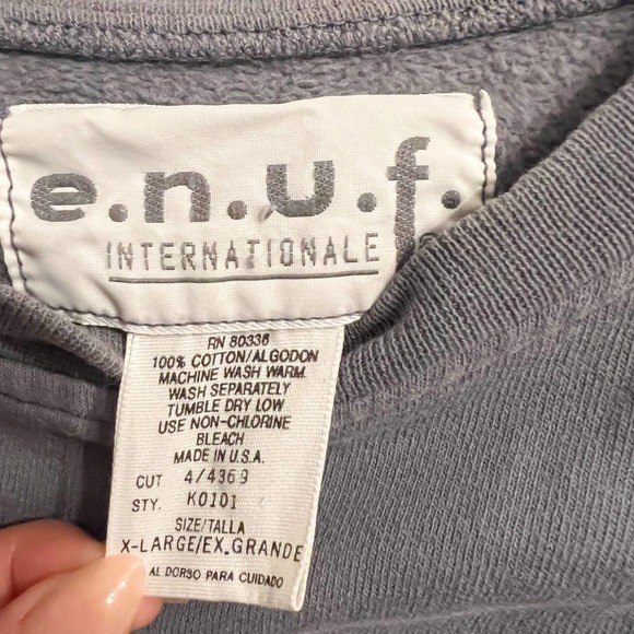 ENUF USA Vintage Sweatshirt Blue Gray XL/L - Picture 4 of 5